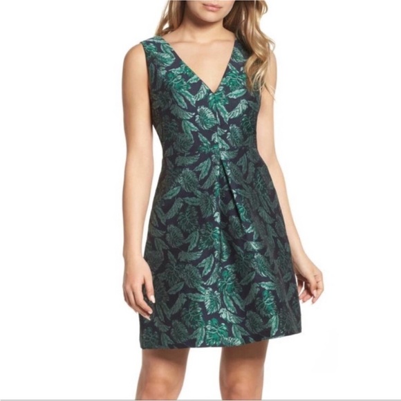 Sam Edelman Green Leaf Jacquard Dress - Picture 2 of 15